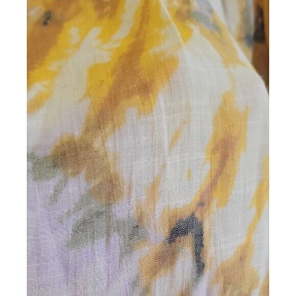 Zac and Rachel Women's Watercolor Print Ruffle 3/4 Sleeve Top Yellow Size 1X - Picture 7 of 10